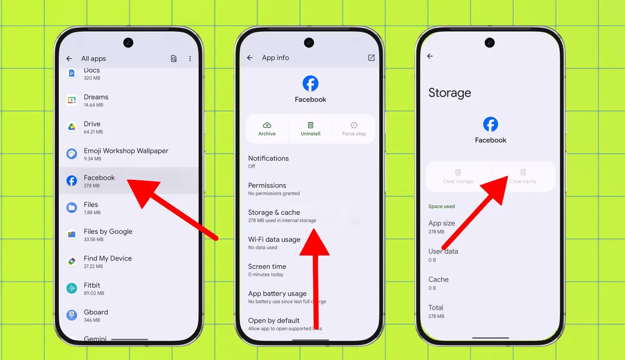 clear facebook cache on android