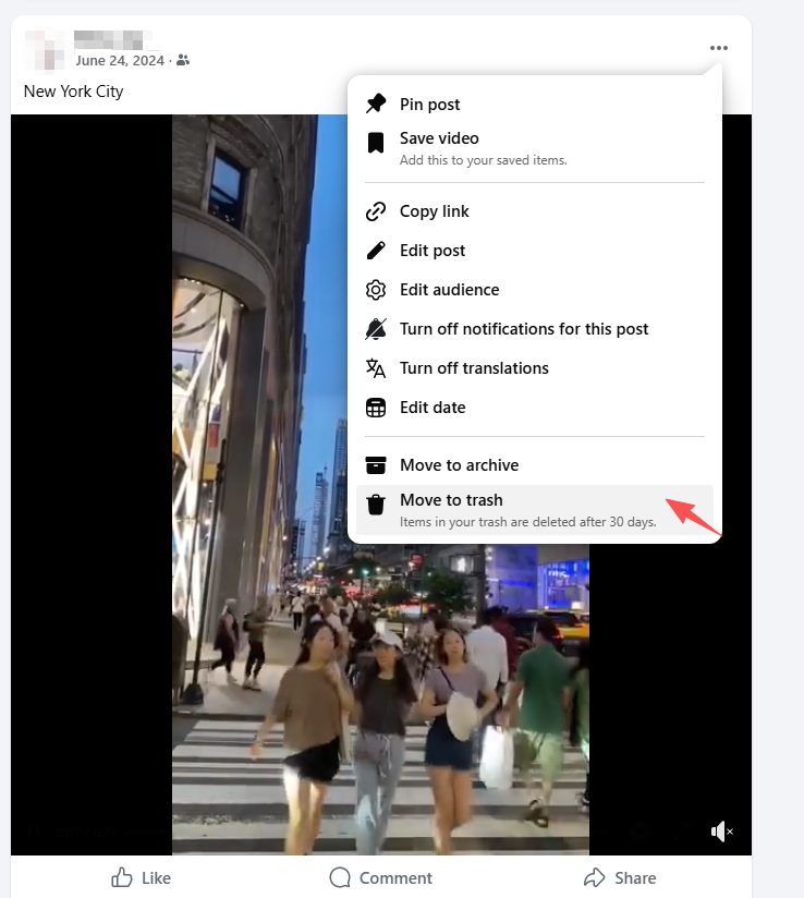 delete a facebook post