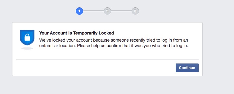 facebook account temporary locked continue
