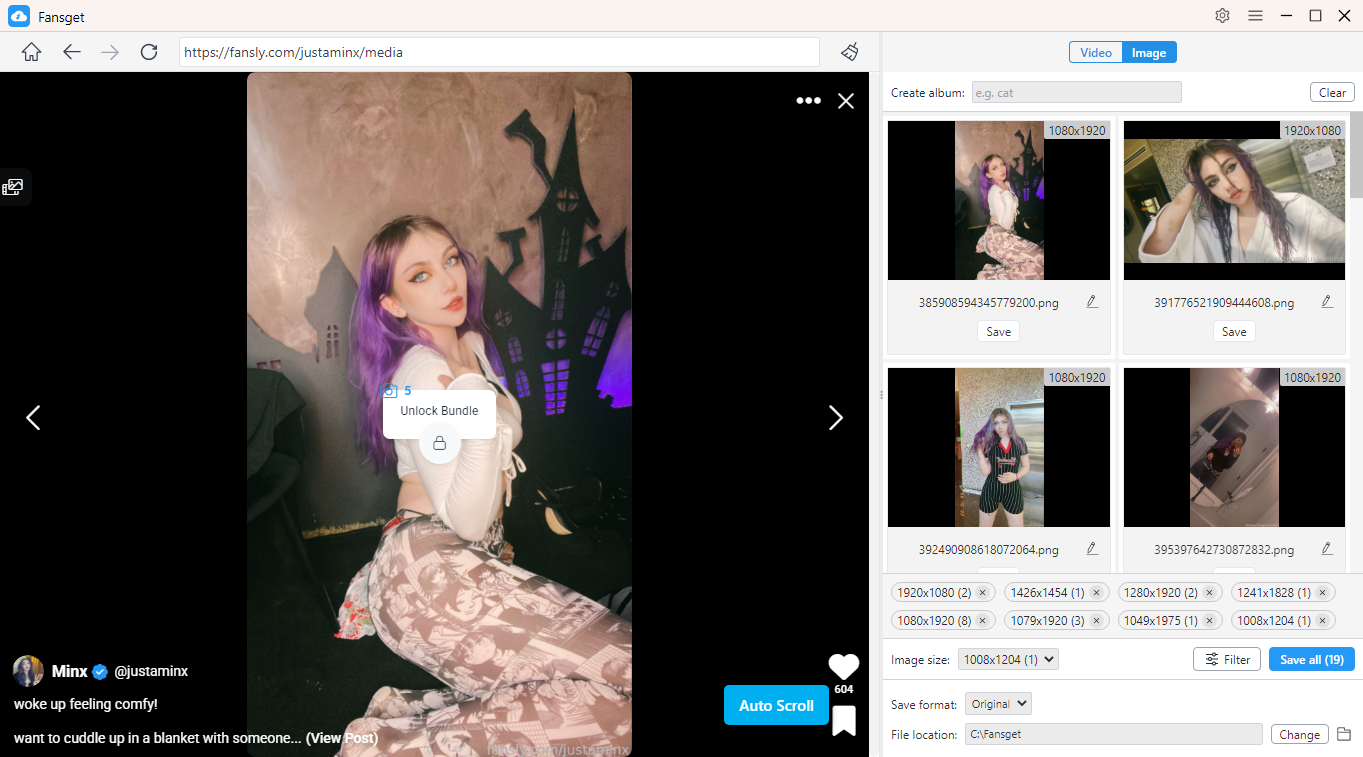 fansget download justaminx photos