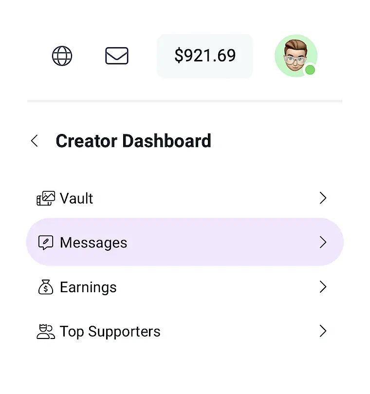 fansly creator settings messages web