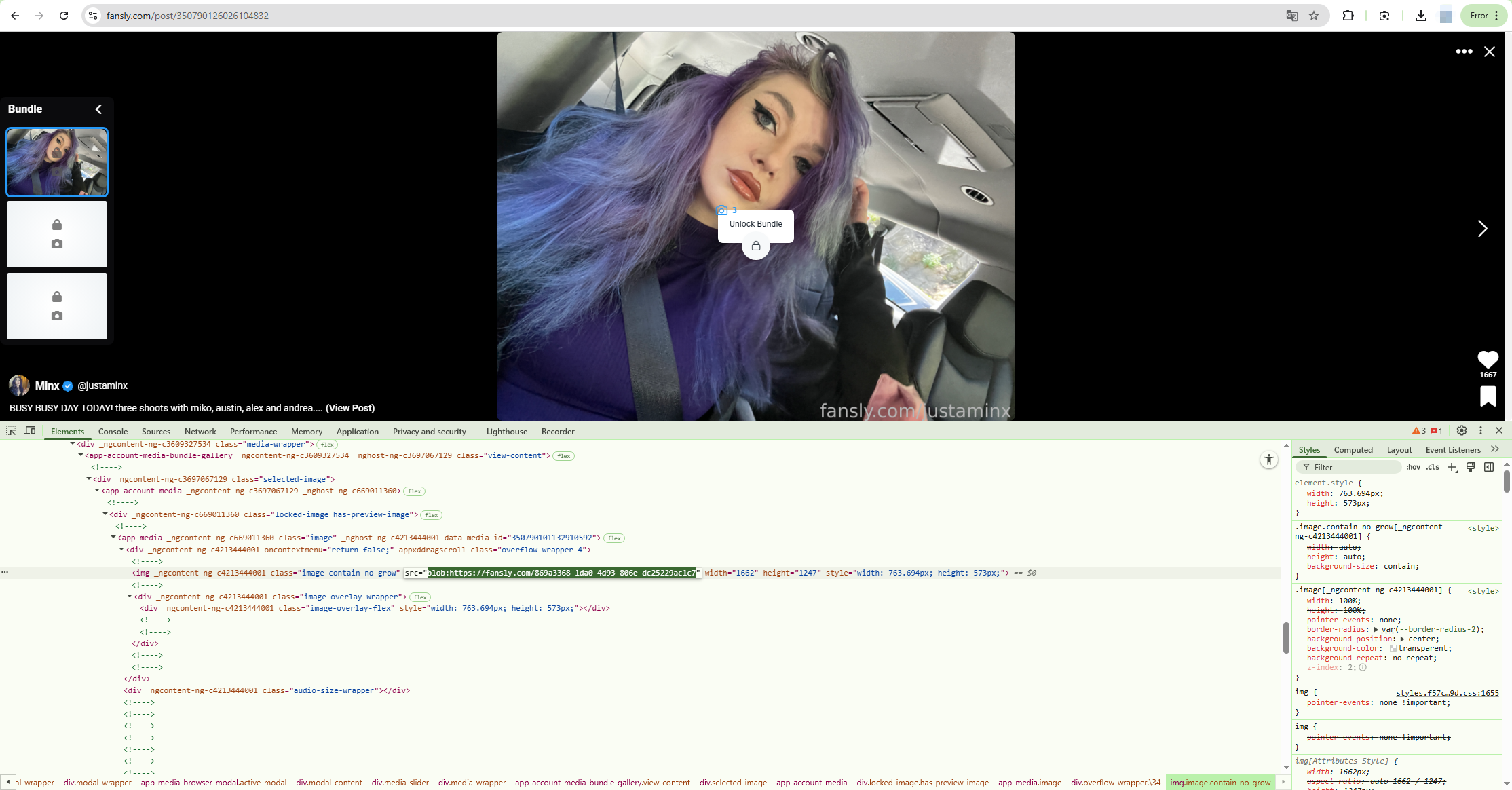 inspect to download justaminx photo