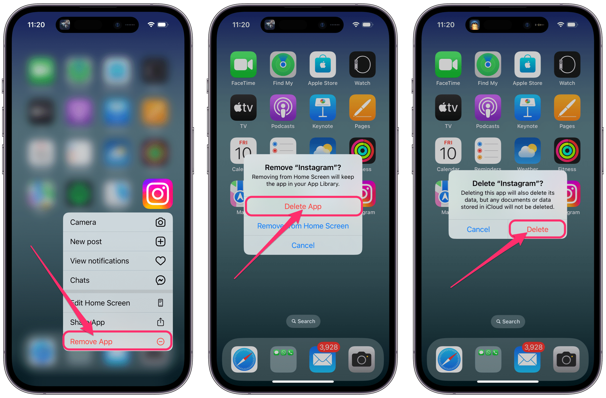 iphone delete instagram app