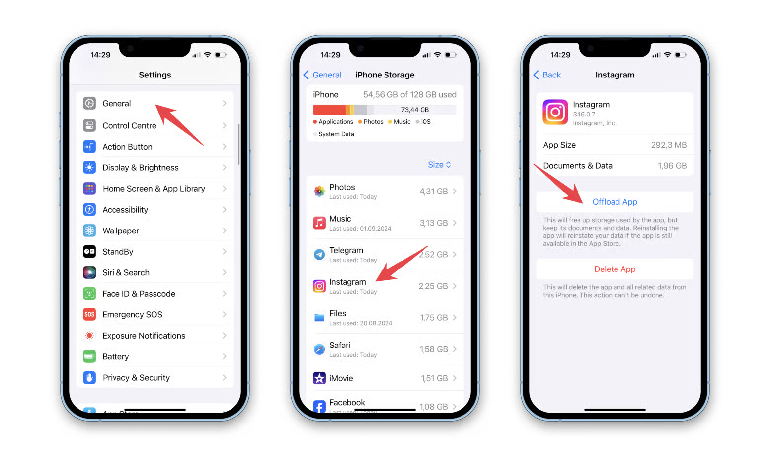 iphone delete instagram cache