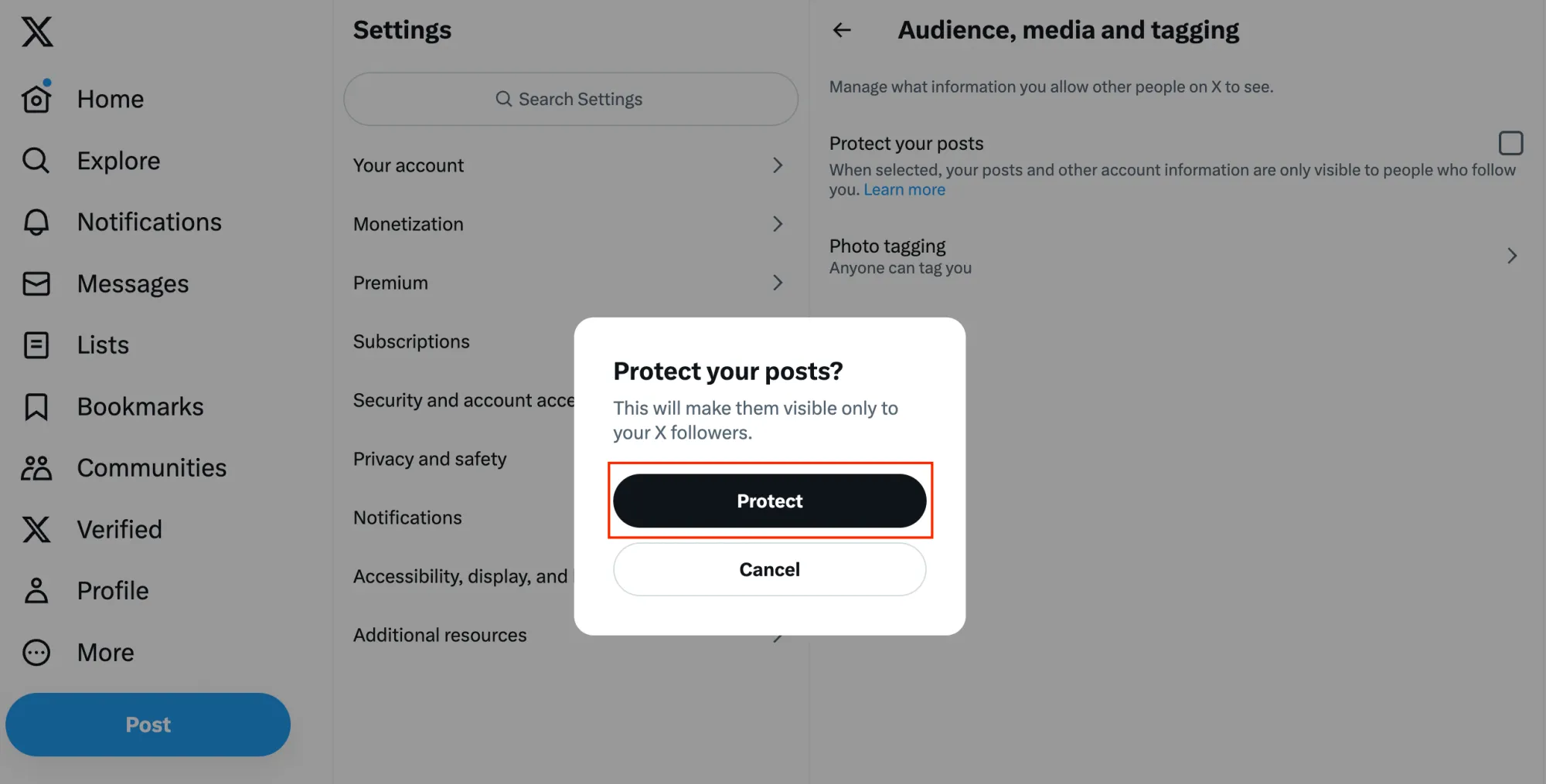 make twitter account private web