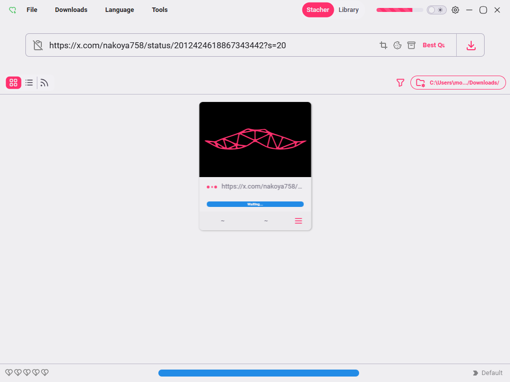 paste twitter link in stacher