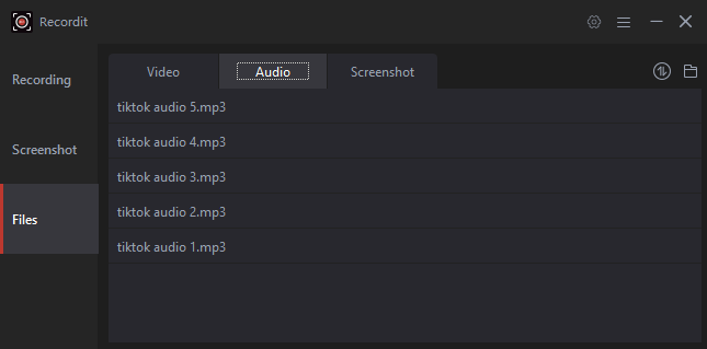 recordit find recorded audio files