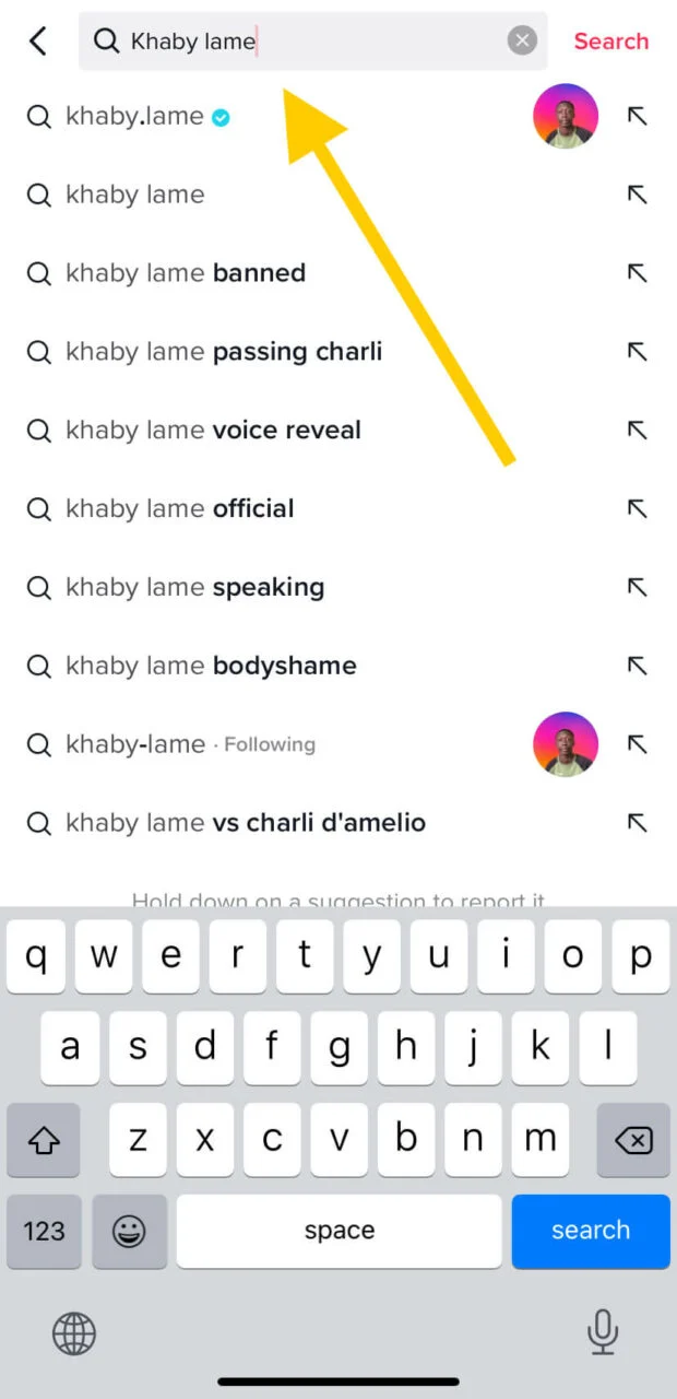 tiktok built in search