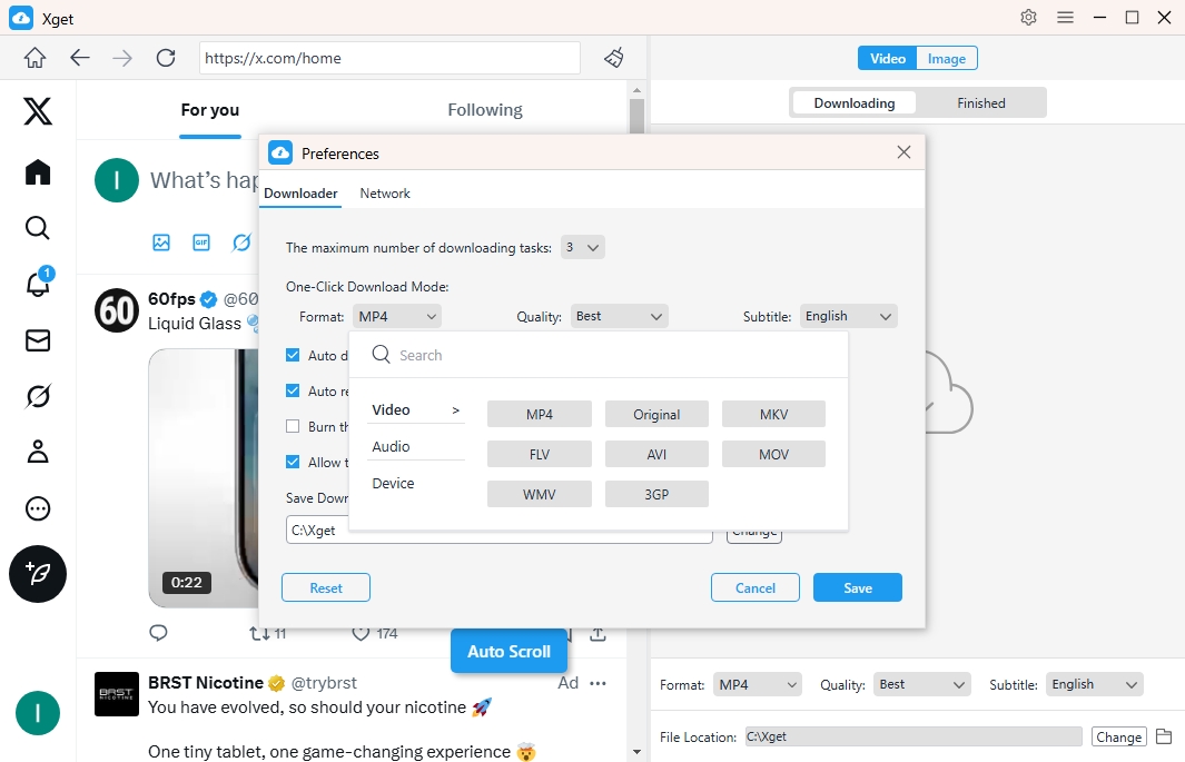 xget set preferences